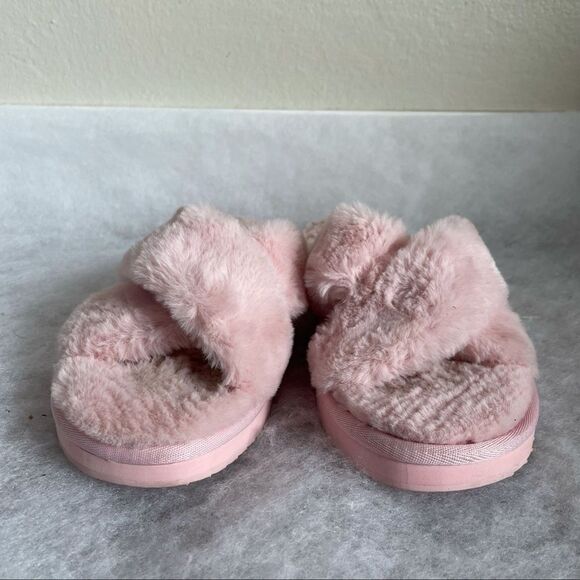 Koolaburra UGG Ballia Fur Slides Pink Women Size 8 Fuzzy Slip On Shoes Slippers - Picture 3 of 7